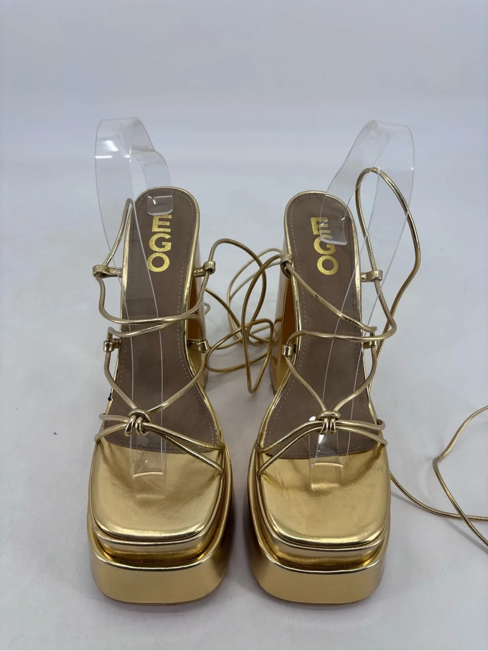 EGO x Stassie Mia Kylie Jenner Khloe Kardashian Metallic Retro 70s Platform Heel